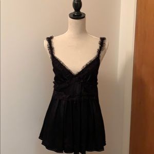 Poleci Textured Silk and Tulle Tank